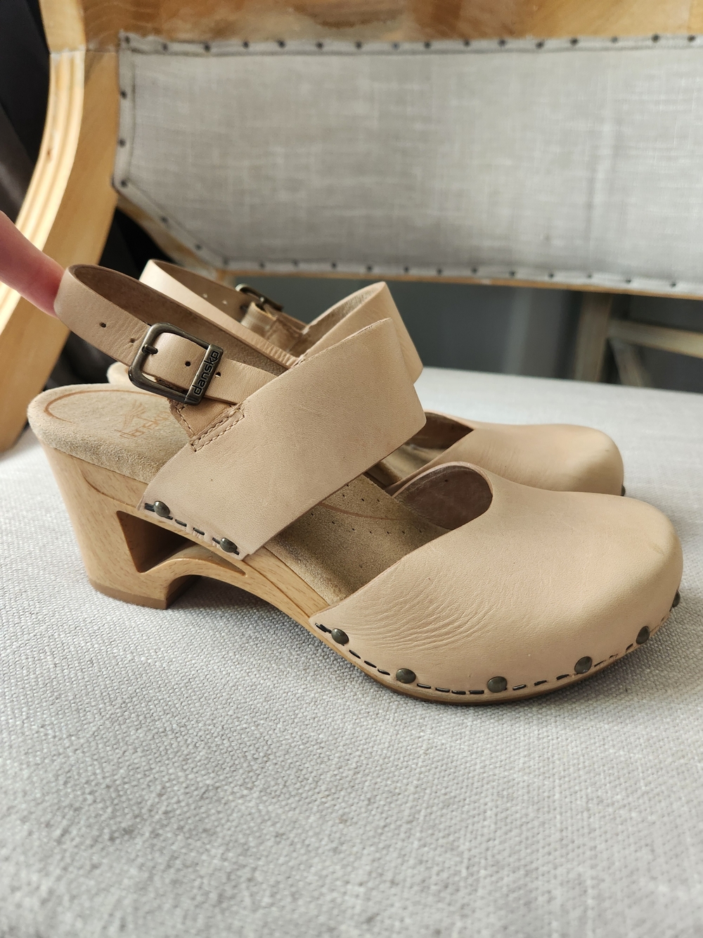 Dansko Beige Leather Clog Mules